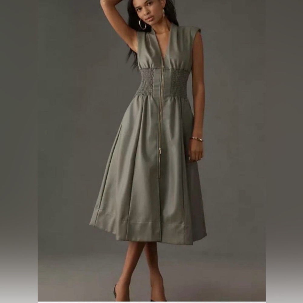 Anthropologie The Tommie faux leather Midi Dress
